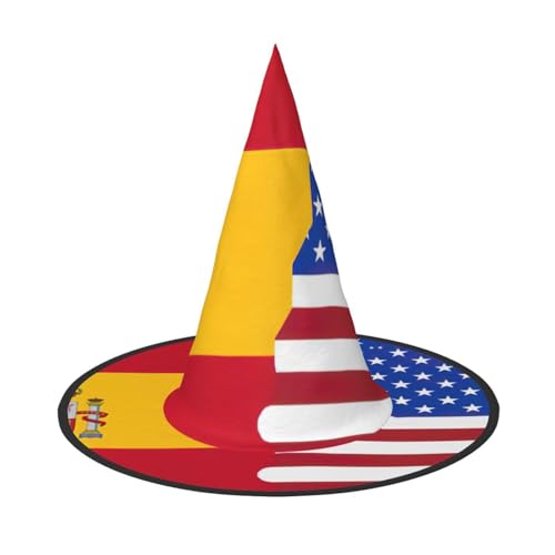 Amerikanische Spanien-Flagge, bedruckt, Halloween, breite Krempe, faltbarer Hut, geeignet für Cosplay, Maskerade und Karneval, 1 Stück von PQruop