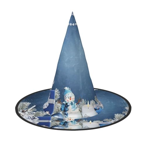 Dekoratives Weihnachtsgeschenk, Schneemann-Druck, Halloween, breite Krempe, faltbarer Hut, geeignet für Cosplay, Maskerade und Karneval, 1 Stück von PQruop