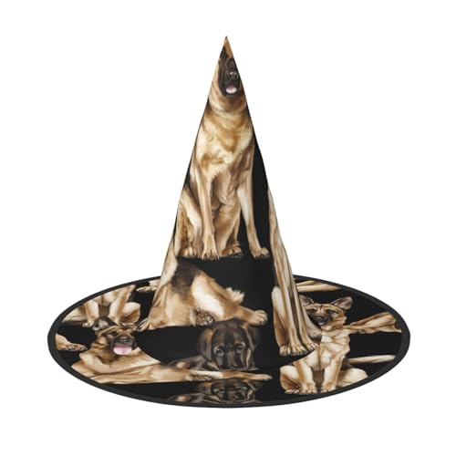 Deutscher Schäferhund-Druck, Halloween, breite Krempe, faltbar, geeignet für Cosplay, Maskerade und Karneval, 1 Stück Deutscher Schäferhund-Druck, Halloween, breite Krempe, faltbar, geeignet für Cosplay, Maskerade und Karneval, 1 Stück von PQruop