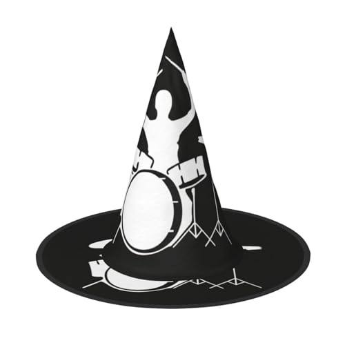 Drummer Print Halloween Wide Brim Faltbarer Hut geeignet für Cosplay, Maskerade und Karneval, 1 Stück Drummer Print Halloween Wide Brim Faltbarer Hut geeignet für Cosplay, Maskerade und Karneval, 1 Stück von PQruop
