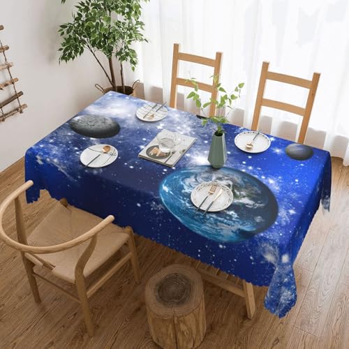 Elegante rechteckige Tischdecke mit Planeten-Galaxie-Druck, perfekt für Esszimmer, Picknick, Kamin und Partytische von PQruop