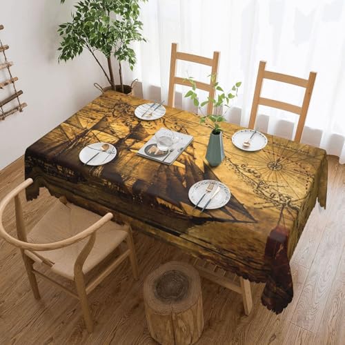 Elegante rechteckige Tischdecke mit nautischem Segelpiraten-Motiv, perfekt für Esszimmer, Picknick, Kamin und Partytische Elegante rechteckige Tischdecke mit nautischem Segelpiraten-Motiv, perfekt für Esszimmer, Picknick, Kamin und Partytische von PQruop