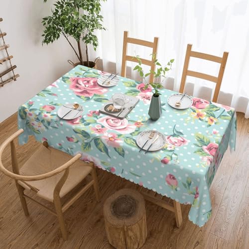 Elegante rechteckige Tischdecke mit rosafarbenem Rosenmuster, perfekt für Essen, Picknick, Kamin und Partytische von PQruop