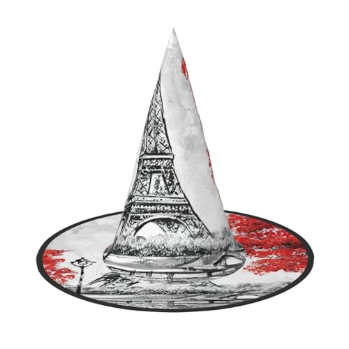 Faltbarer Halloween-Hut mit Paris-Druck, breite Krempe, geeignet für Cosplay, Maskerade und Karneval, 1 Stück von PQruop