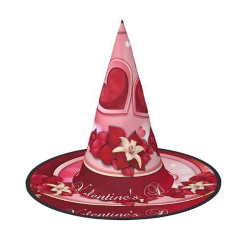Faltbarer Hut mit Aufschrift "Happy Valentine's Day", für Halloween, breite Krempe, geeignet für Cosplay, Maskerade und Karneval, 1 Stück Faltbarer Hut mit Aufschrift "Happy Valentine's Day", für Halloween, breite Krempe, geeignet für Cosplay, Maskerade und Karneval, 1 Stück von PQruop