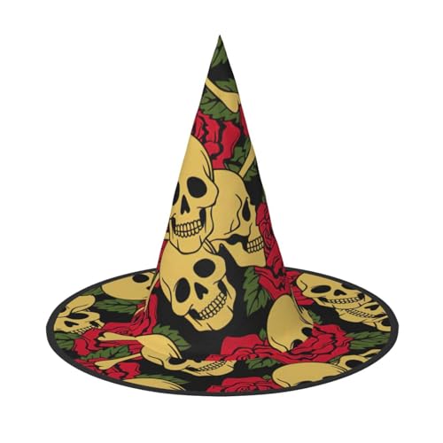 Faltbarer Hut mit Rosen- und Totenkopf-Aufdruck, breite Krempe, geeignet für Cosplay, Maskerade und Karneval, 1 Stück Faltbarer Hut mit Rosen- und Totenkopf-Aufdruck, breite Krempe, geeignet für Cosplay, Maskerade und Karneval, 1 Stück von PQruop