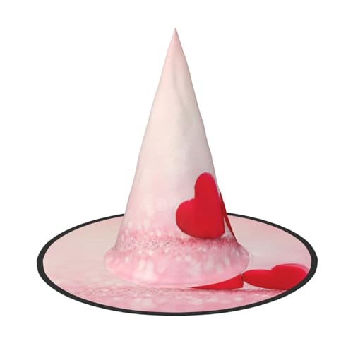 Faltbarer Hut mit rotem Herz, rosa Glitzer-Druck, breite Krempe, geeignet für Cosplay, Maskerade und Karneval, 1 Stück Faltbarer Hut mit rotem Herz, rosa Glitzer-Druck, breite Krempe, geeignet für Cosplay, Maskerade und Karneval, 1 Stück von PQruop