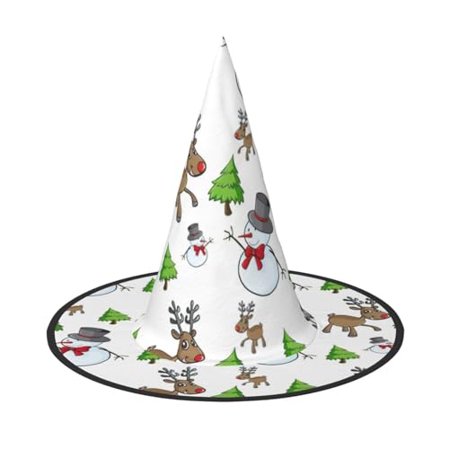 Frohe Weihnachten Happy Print Halloween breite Krempe faltbarer Hut geeignet für Cosplay, Maskerade und Karneval - 1 Stück von PQruop