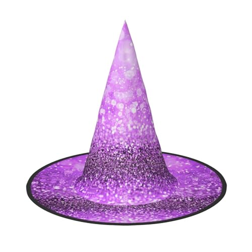 Funkelnder lila Glitzer-Druck, Halloween, breite Krempe, faltbarer Hut, geeignet für Cosplay, Maskerade und Karneval, 1 Stück Funkelnder lila Glitzer-Druck, Halloween, breite Krempe, faltbarer Hut, geeignet für Cosplay, Maskerade und Karneval, 1 Stück von PQruop