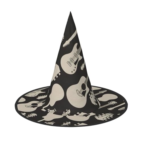 Gitarrenmuster-Druck, Halloween, breite Krempe, faltbarer Hut, geeignet für Cosplay, Maskerade und Karneval, 1 Stück von PQruop