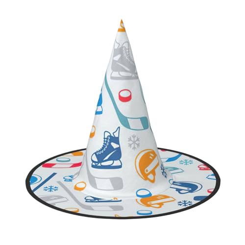 Hockey-Elemente, kreativer gemusterter Druck, Halloween, breite Krempe, faltbar, geeignet für Cosplay, Maskerade und Karneval, 1 Stück Hockey-Elemente, kreativer gemusterter Druck, Halloween, breite Krempe, faltbar, geeignet für Cosplay, Maskerade und Karneval, 1 Stück von PQruop