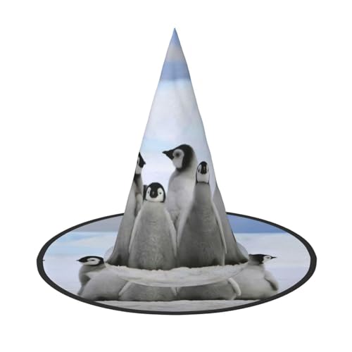 Junge Pinguine mit Schnee-Aufdruck, Halloween, breite Krempe, faltbarer Hut, geeignet für Cosplay, Maskerade und Karneval, 1 Stück von PQruop