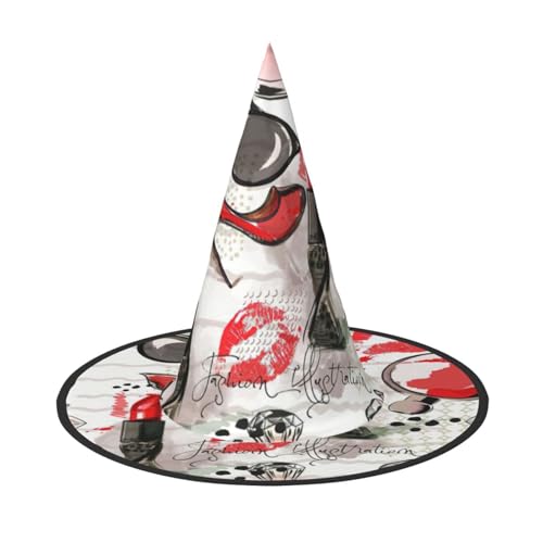 Kosmetik-Lippenstift, Parfüm, Kunstdruck, Halloween, breite Krempe, faltbarer Hut, geeignet für Cosplay, Maskerade und Karneval, 1 Stück Kosmetik-Lippenstift, Parfüm, Kunstdruck, Halloween, breite Krempe, faltbarer Hut, geeignet für Cosplay, Maskerade und Karneval, 1 Stück von PQruop