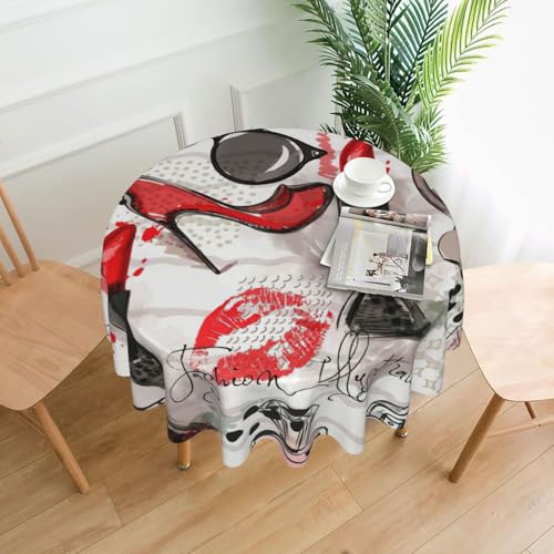 Kosmetik-Lippenstift, Parfüm, Kunstdruck, elegante runde Tischdecke für Partys, Terrasse und Camping, Abdeckung für drinnen und draußen Kosmetik-Lippenstift, Parfüm, Kunstdruck, elegante runde Tischdecke für Partys, Terrasse und Camping, Abdeckung für drinnen und draußen von PQruop