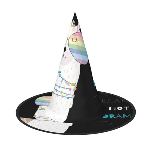 Lustiges Lama mit Regenbogenbrillen-Druck, Halloween, breite Krempe, faltbarer Hut, geeignet für Cosplay, Maskerade und Karneval, 1 Stück von PQruop