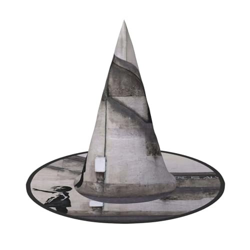 Mädchen mit Luftballon-Druck, breite Krempe, faltbarer Hut, geeignet für Cosplay, Maskerade und Karneval, 1 Stück von PQruop