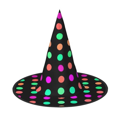 Mehrfarbiger Tupfen-Druck, Halloween, breite Krempe, faltbarer Hut, geeignet für Cosplay, Maskerade und Karneval, 1 Stück Mehrfarbiger Tupfen-Druck, Halloween, breite Krempe, faltbarer Hut, geeignet für Cosplay, Maskerade und Karneval, 1 Stück von PQruop