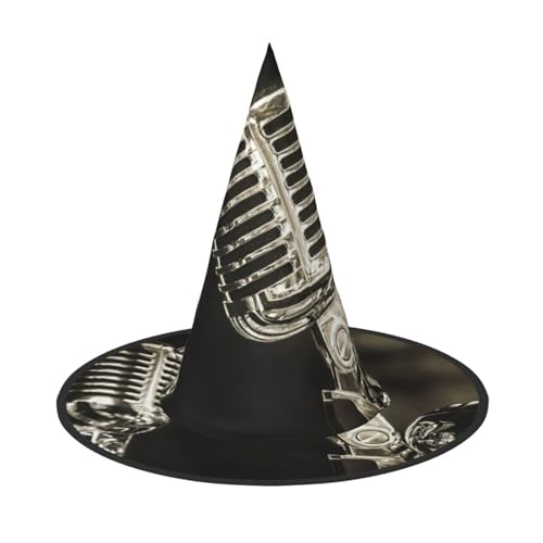 Mikrofon-Druck, Halloween, breite Krempe, faltbar, geeignet für Cosplay, Maskerade und Karneval, 1 Stück von PQruop