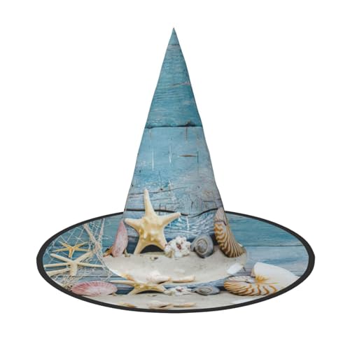 Muschel-Hut mit Seestern-Muster, für Halloween, breite Krempe, faltbar, geeignet für Cosplay, Maskerade und Karneval, 1 Stück Muschel-Hut mit Seestern-Muster, für Halloween, breite Krempe, faltbar, geeignet für Cosplay, Maskerade und Karneval, 1 Stück von PQruop