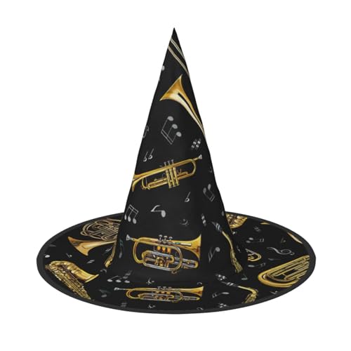 Musikinstrumenten-Druck, Halloween, breite Krempe, faltbarer Hut, geeignet für Cosplay, Maskerade und Karneval, 1 Stück Musikinstrumenten-Druck, Halloween, breite Krempe, faltbarer Hut, geeignet für Cosplay, Maskerade und Karneval, 1 Stück von PQruop