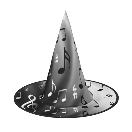 Musiknoten-Druck, Halloween, breite Krempe, faltbarer Hut, geeignet für Cosplay, Maskerade und Karneval, 1 Stück von PQruop