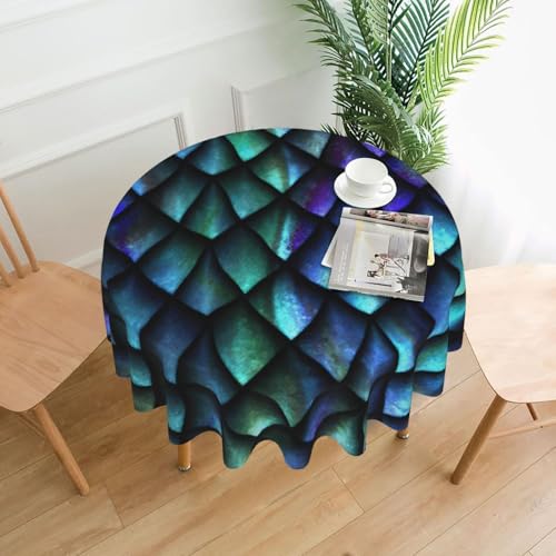 PQruop 3D-Tischdecke mit magischem Drachenschuppen-Muster, elegant, rund, für Partys, Terrasse und Camping, Abdeckung für drinnen und draußen PQruop 3D-Tischdecke mit magischem Drachenschuppen-Muster, elegant, rund, für Partys, Terrasse und Camping, Abdeckung für drinnen und draußen von PQruop