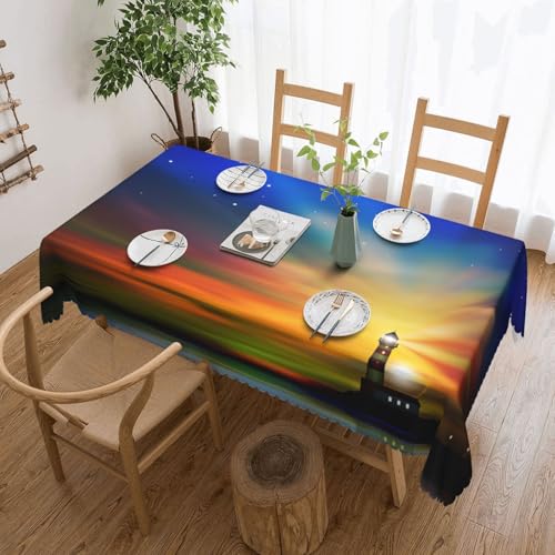 PQruop Elegante, rechteckige Tischdecke mit Leuchtturm-Druck, perfekt für Esszimmer, Picknick, Kamin und Partytische PQruop Elegante, rechteckige Tischdecke mit Leuchtturm-Druck, perfekt für Esszimmer, Picknick, Kamin und Partytische von PQruop