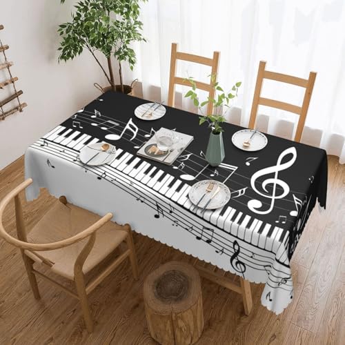 PQruop Elegante, rechteckige Tischdecke mit Musiknoten-Druck, perfekt für Esszimmer, Picknick, Kamin und Partytische von PQruop