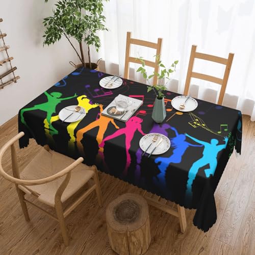 PQruop Elegante rechteckige Tischdecke, Motiv: Tanzen mit Musikdruck, perfekt für Esszimmer, Picknick, Kamin und Partytische von PQruop