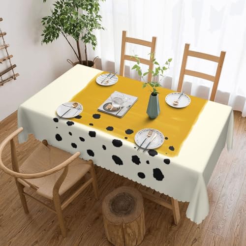 PQruop Elegante rechteckige Tischdecke, Senfgelb und Schwarz, perfekt für Essen, Picknick, Kamin und Partytische von PQruop