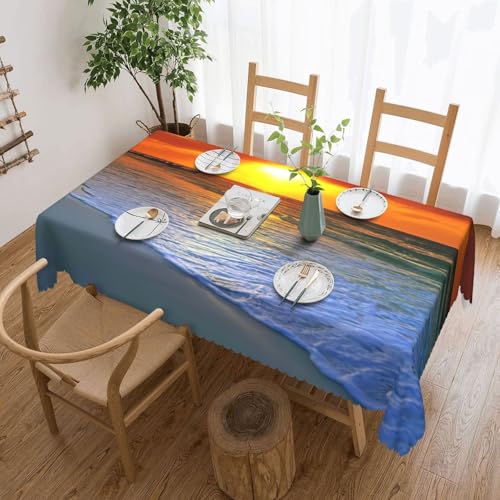 PQruop Elegante rechteckige Tischdecke, Strand mit Sonnenuntergang, perfekt für Essen, Picknick, Kamin und Partytische von PQruop