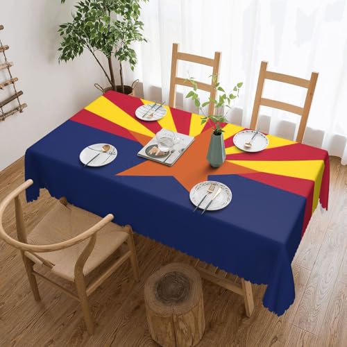 PQruop Elegante rechteckige Tischdecke mit Arizona-Flaggen-Druck, perfekt für Esszimmer, Picknick, Kamin und Partytische von PQruop
