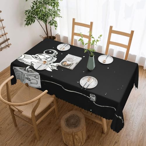PQruop Elegante rechteckige Tischdecke mit Astronauten-Galaxie-Druck, perfekt für Esszimmer, Picknick, Kamin und Partytische von PQruop