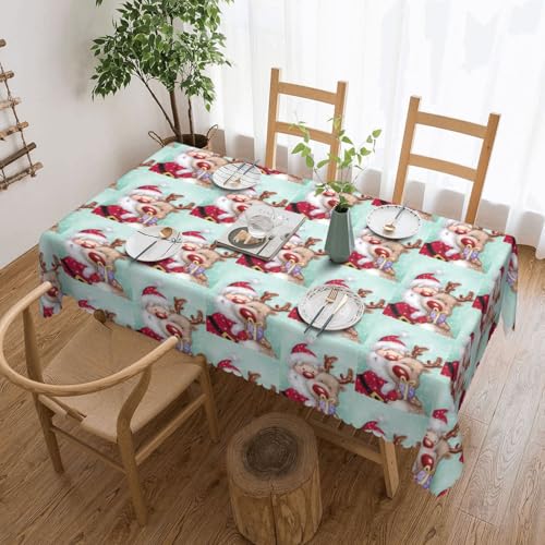 PQruop Elegante rechteckige Tischdecke mit Aufdruck "Merry Christmas", perfekt für Essen, Picknick, Kamin und Partytische von PQruop