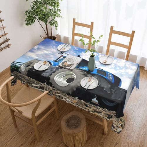 PQruop Elegante rechteckige Tischdecke mit Bauernhof-Traktor-Druck, perfekt für Esszimmer, Picknick, Kamin und Partytische von PQruop