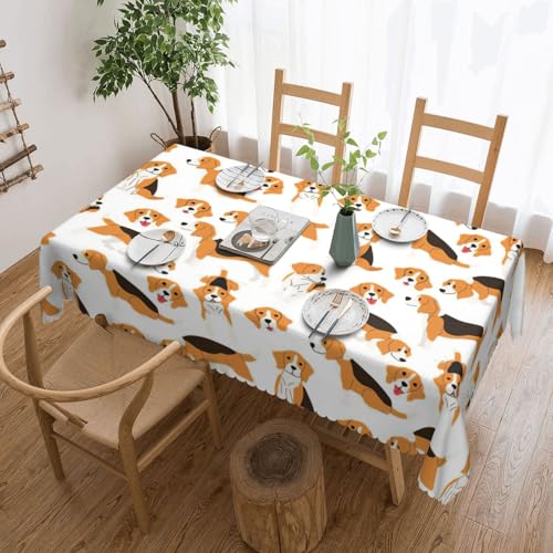 PQruop Elegante rechteckige Tischdecke mit Beagle-Hunde-Aufdruck, perfekt für Essen, Picknick, Kamin und Partytische von PQruop