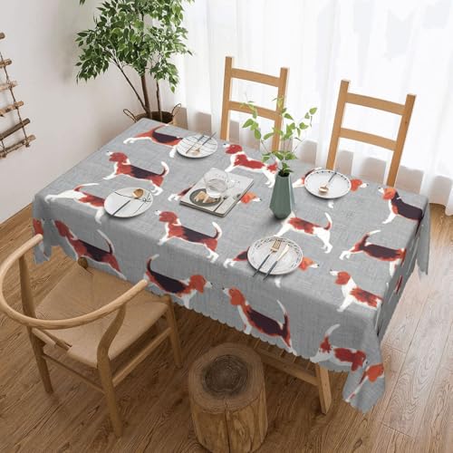 PQruop Elegante rechteckige Tischdecke mit Beagle-Muster, perfekt für Esszimmer, Picknick, Kamin und Partytische von PQruop