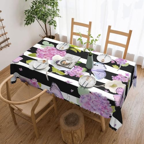 PQruop Elegante rechteckige Tischdecke mit Blumen-Schmetterling-Motiv, perfekt für Esszimmer, Picknick, Kamin und Partytische von PQruop