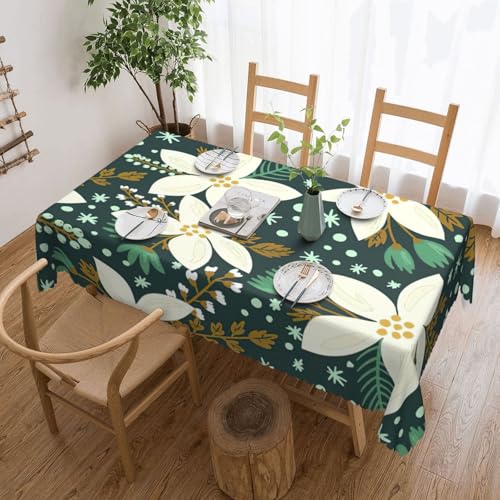 PQruop Elegante rechteckige Tischdecke mit Blumenmuster, perfekt für Esszimmer, Picknick, Kamin und Partytische von PQruop