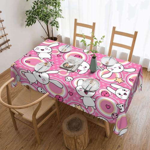 PQruop Elegante rechteckige Tischdecke mit Cartoon-Tier-Druck, perfekt für Esszimmer, Picknick, Kamin und Partytische von PQruop