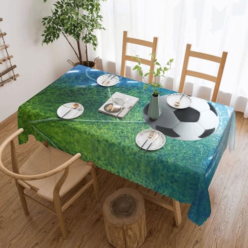 PQruop Elegante rechteckige Tischdecke mit Fußball-Motiv, perfekt für Essen, Picknick, Kamin und Partytische von PQruop