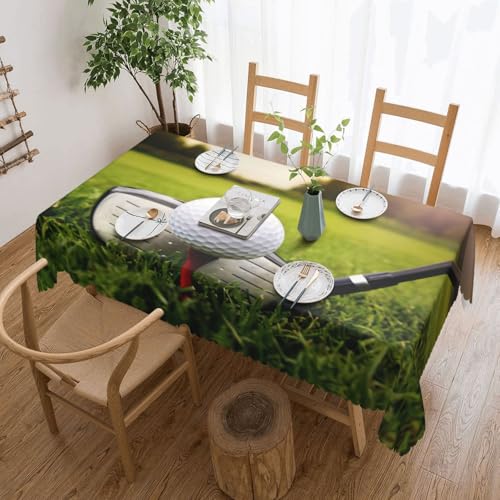 PQruop Elegante rechteckige Tischdecke mit Golfball-Aufdruck, perfekt für Esszimmer, Picknick, Kamin und Partytische von PQruop