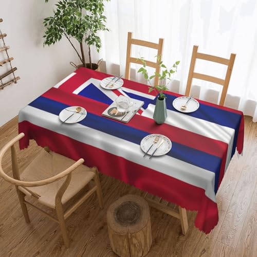 PQruop Elegante rechteckige Tischdecke mit Hawaii-Flagge, perfekt für Esszimmer, Picknick, Kamin und Partytische von PQruop