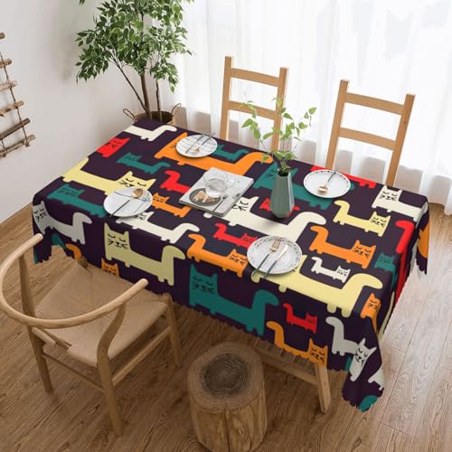 PQruop Elegante rechteckige Tischdecke mit Katzendruck, perfekt für Esszimmer, Picknick, Kamin und Partytische PQruop Elegante rechteckige Tischdecke mit Katzendruck, perfekt für Esszimmer, Picknick, Kamin und Partytische von PQruop