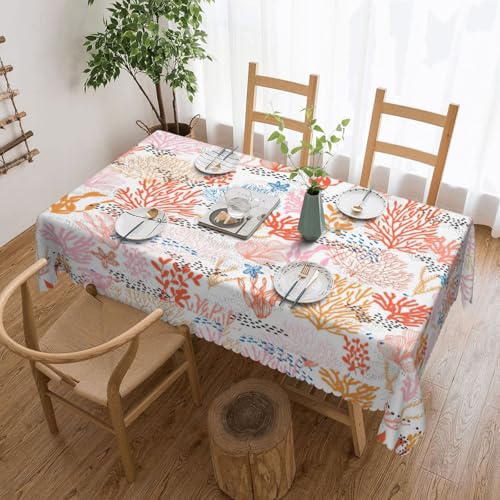 PQruop Elegante rechteckige Tischdecke mit Korallenriff-Druck, perfekt für Esszimmer, Picknick, Kamin und Partytische von PQruop
