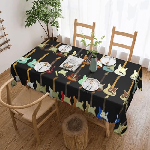 PQruop Elegante rechteckige Tischdecke mit Kunstgitarre, perfekt für Esszimmer, Picknick, Kamin und Partytische von PQruop
