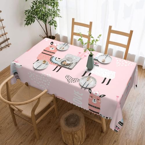 PQruop Elegante rechteckige Tischdecke mit Lama-Druck, perfekt für Esszimmer, Picknick, Kamin und Partytische von PQruop