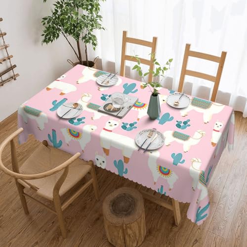 PQruop Elegante rechteckige Tischdecke mit Lama-Kaktusdruck, perfekt für Ess-, Picknick-, Kamin- und Partytische von PQruop