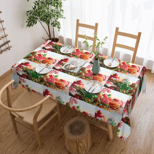 PQruop Elegante rechteckige Tischdecke mit Lebkuchenmann-Druck, perfekt für Essen, Picknick, Kamin und Partytische von PQruop