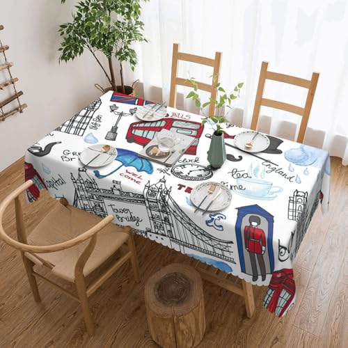 PQruop Elegante rechteckige Tischdecke mit London-Druck, perfekt für Esszimmer, Picknick, Kamin und Partytische PQruop Elegante rechteckige Tischdecke mit London-Druck, perfekt für Esszimmer, Picknick, Kamin und Partytische von PQruop